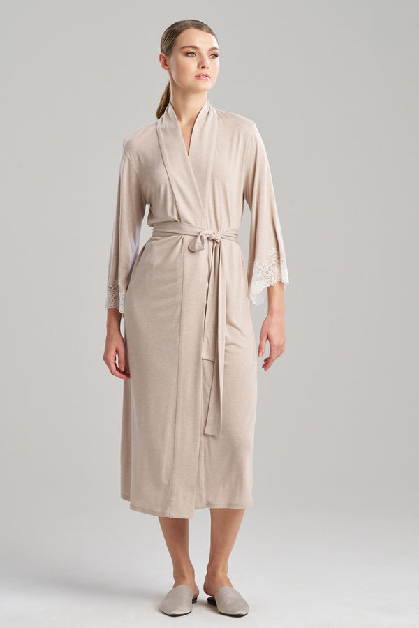 natori Luxe Shangri-la TENCEL™ Robe Heather Cashmere/Ivory