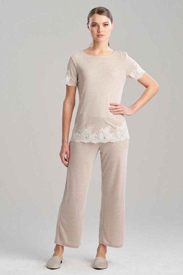 Natori Luxe Shangri-La TENCEL™ Short Sleeve PJ Basics Heather Cashmere