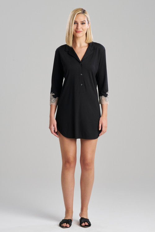 natori Luxe Shangri-La TENCEL™ Sleepshirt Black/Cocoon