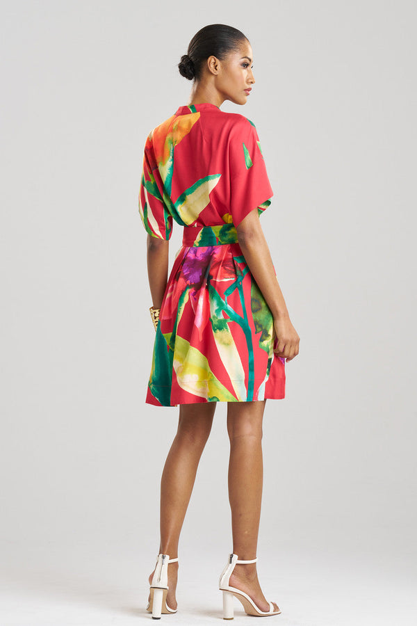 Natori Mallorca Printed Cotton Silk Dress Red Multi