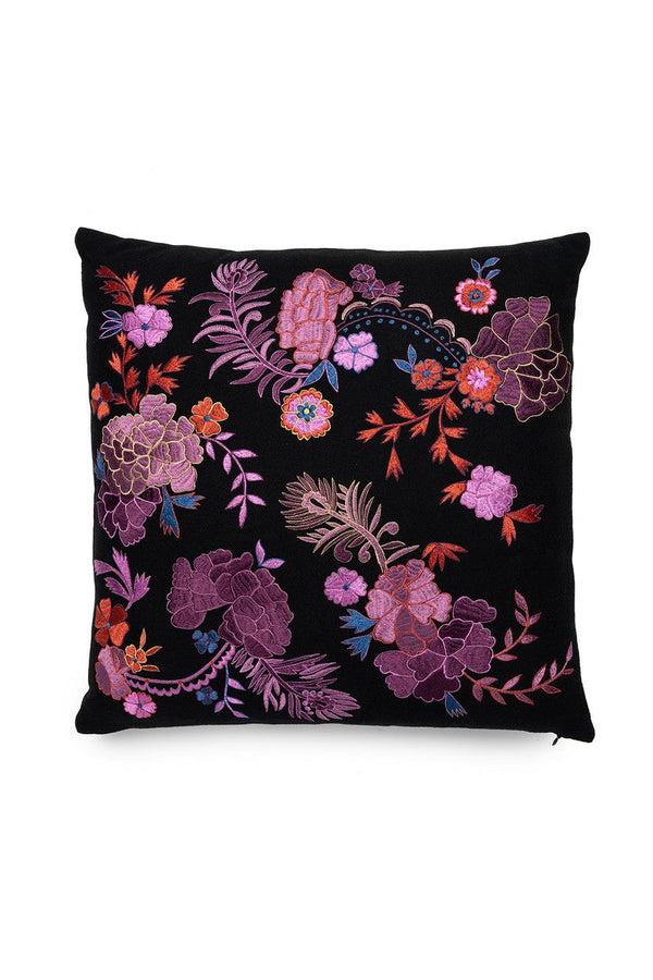 natori Mayon Bohemian Floral Embroidery Pillow Case Black/Multi