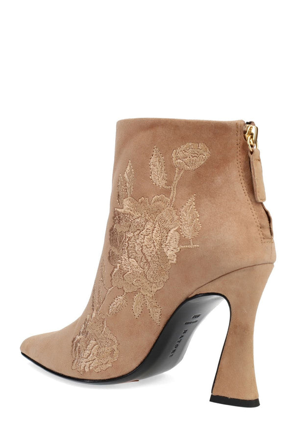 Natori Mitsu Shugo Embroidery Square Heel Ankle Boot Doe