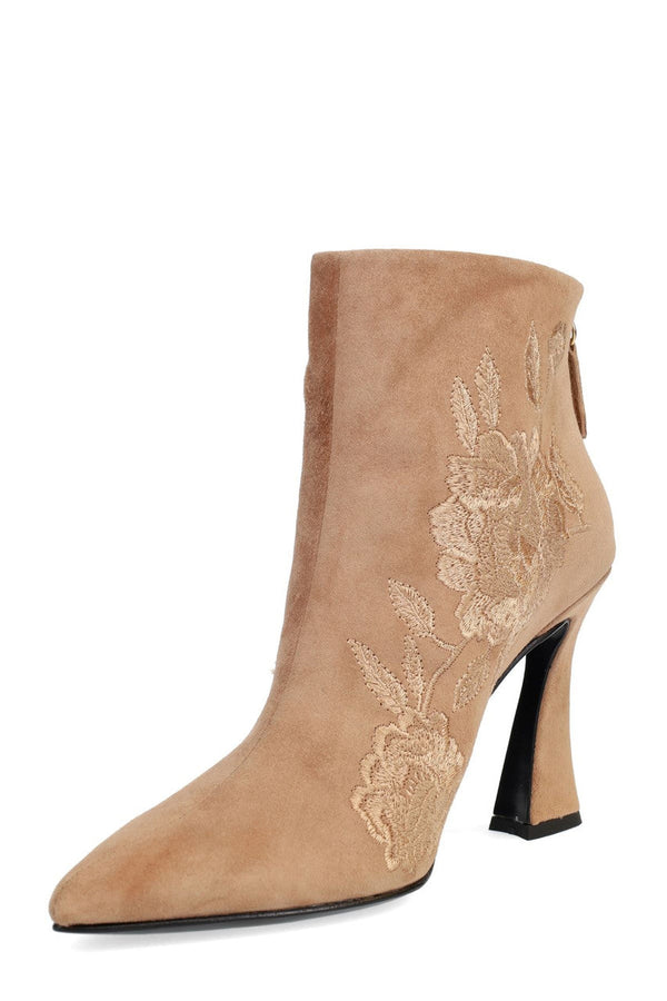 natori Mitsu Shugo Embroidery Square Heel Ankle Boot Doe
