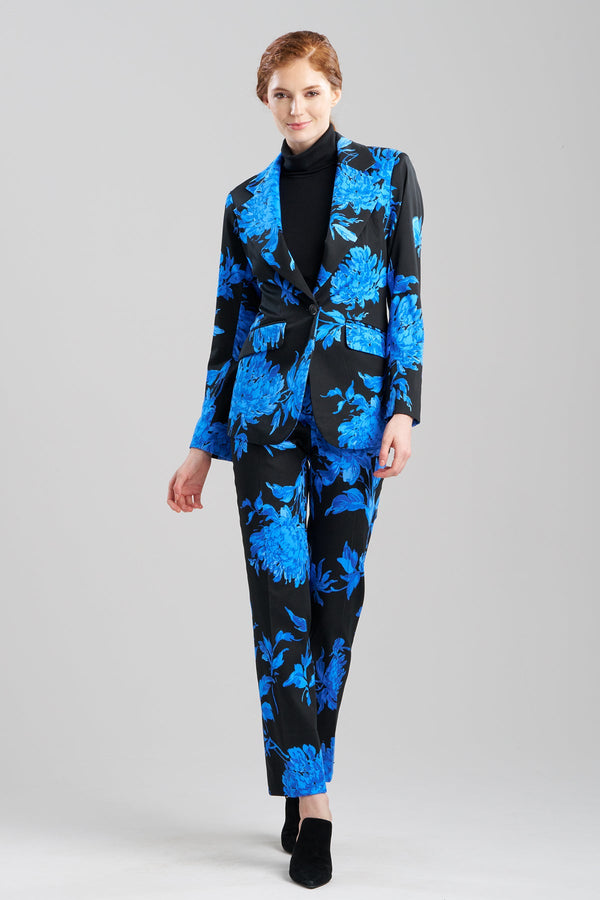 Natori Miyako Printed Cotton Chino Blazer Aster Blue