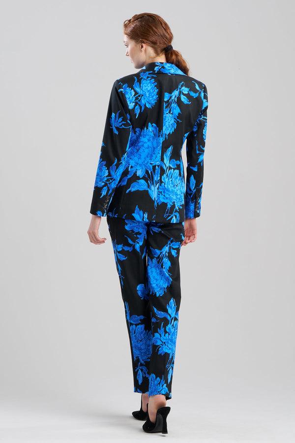 Natori Miyako Printed Cotton Chino Blazer Aster Blue