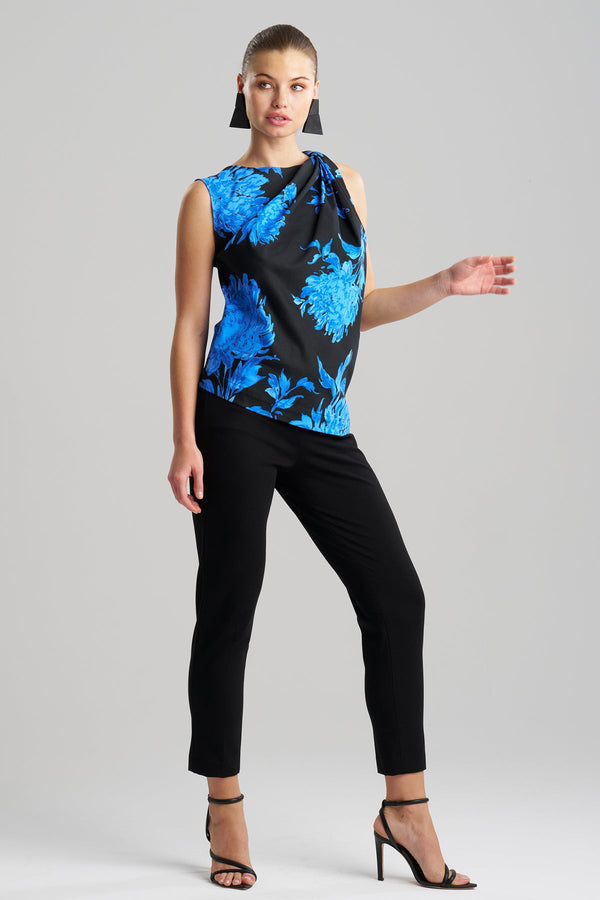 Natori Miyako Printed Cotton Chino Origami Top Aster Blue