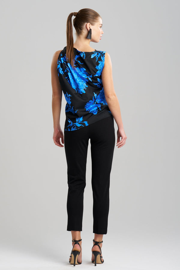 Natori Miyako Printed Cotton Chino Origami Top Aster Blue