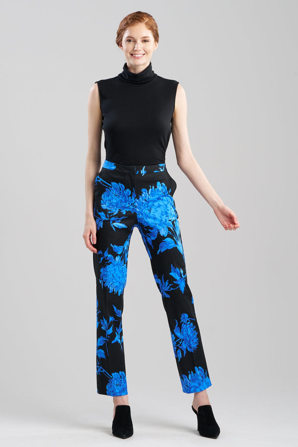 Natori Miyako Printed Cotton Chino Tapered Pants Aster Blue