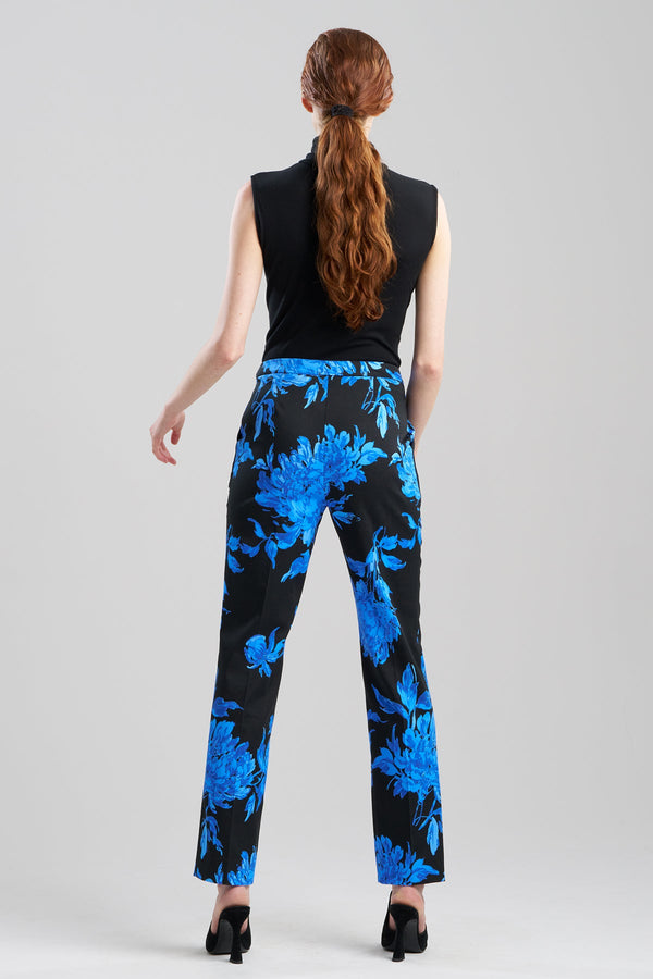 Natori Miyako Printed Cotton Chino Tapered Pants Aster Blue