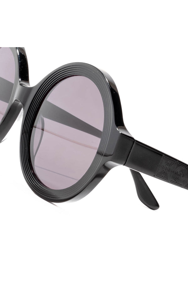 Natori Nami Acetate Round Sunglasses Glossy Black/Smoke