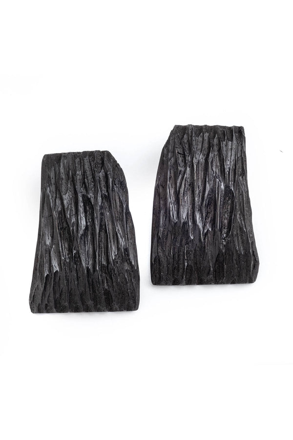 natori Acacia Wood Abstract Earrings Black