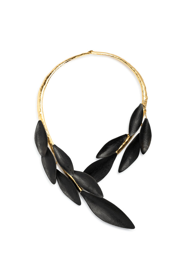 natori Acacia Wood Choker Necklace Black