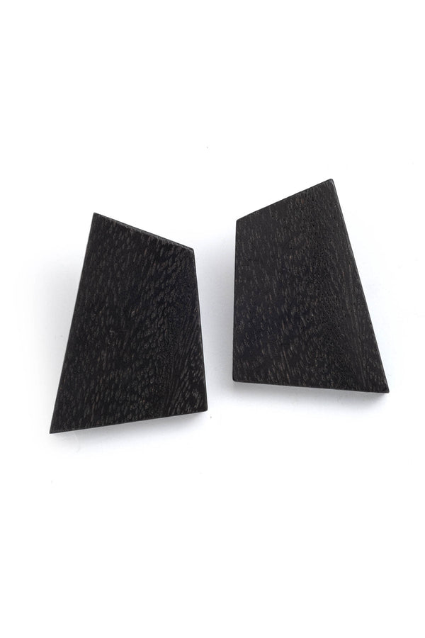 natori Acacia Wood Geometric Earrings Black