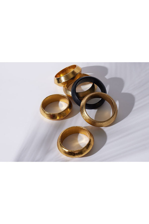 Natori Acacia Wooden Bangle Set Black