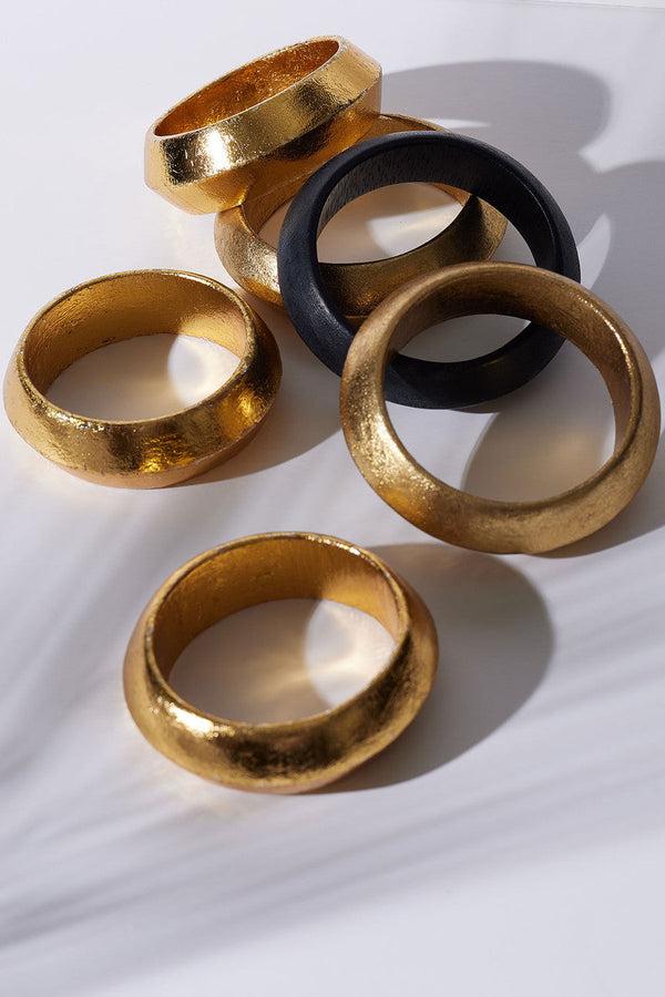 Natori Acacia Wooden Bangle Set Black