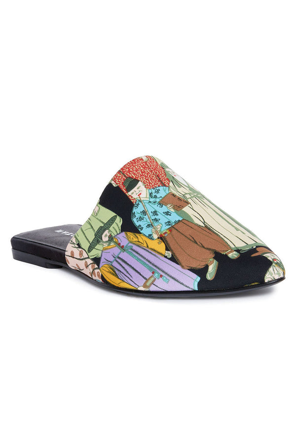 natori Adore Dynasty Satin Slide Black Multi
