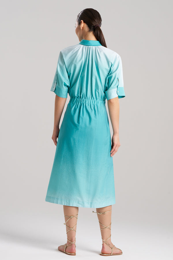 Natori Akari Cotton Belted Dress Mizu Blue