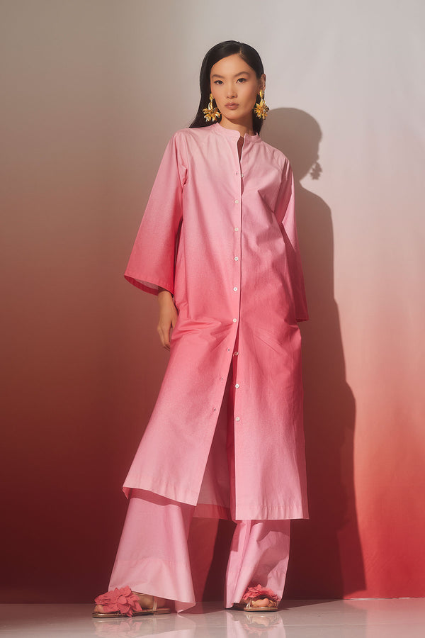 natori Akari Cotton Mandarin Tunic Flamingo