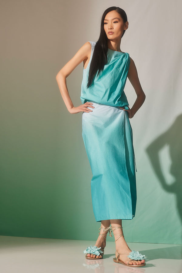 Natori Akari Cotton Origami Top Mizu Blue