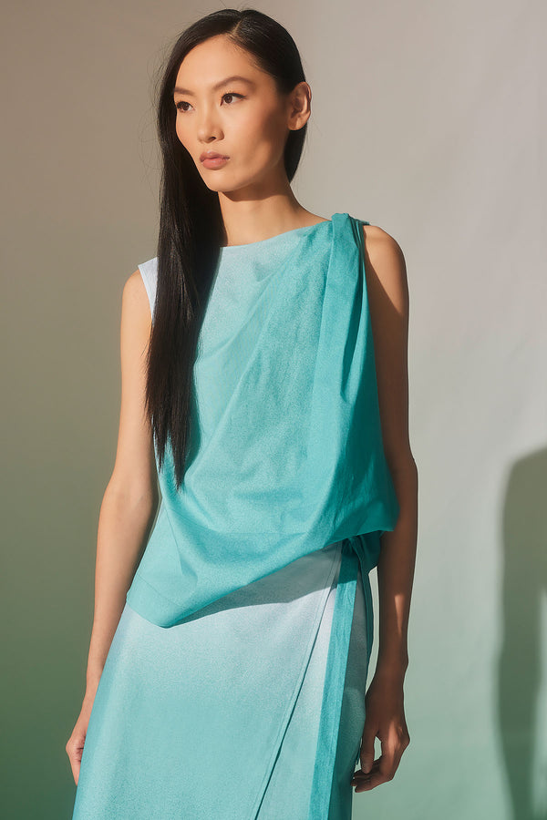 Natori Akari Cotton Wrap Skirt Mizu Blue