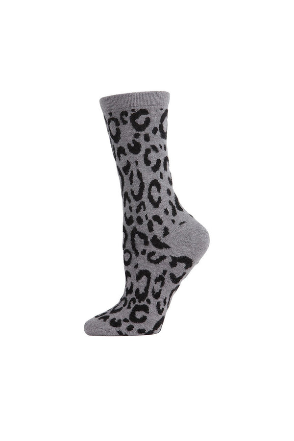 natori Animal Print Socks Medium Gray Heather
