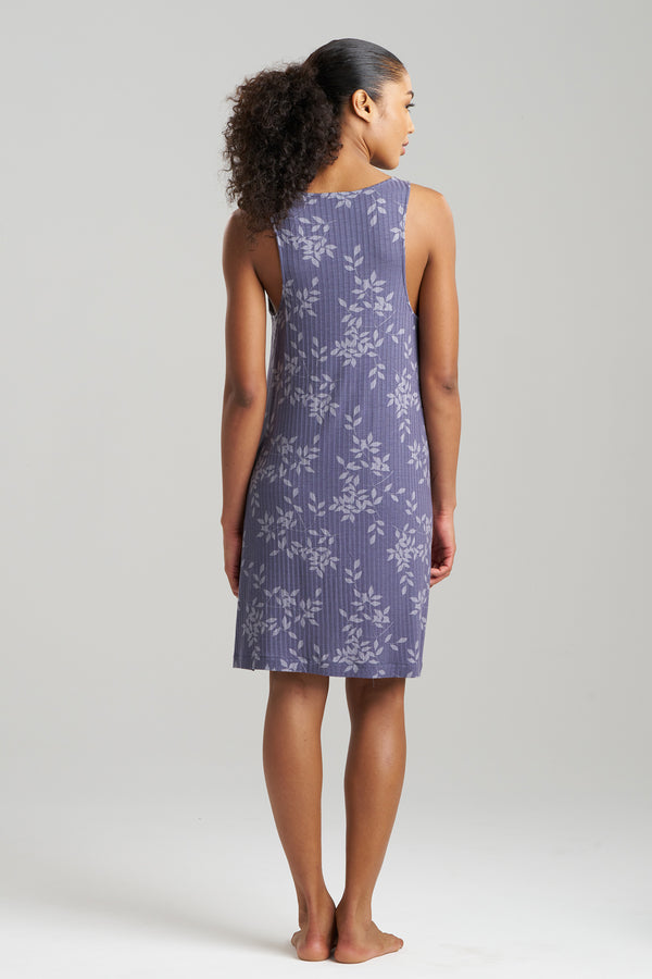 Natori Aria Printed Rib Ease Chemise Twilight Blue