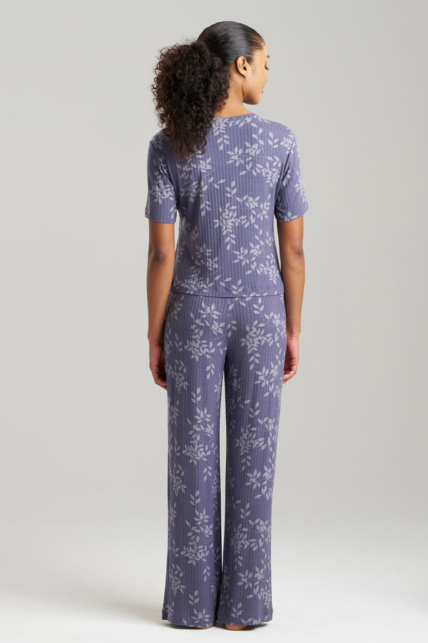 Natori Aria Printed Rib Ease PJ Twilight Blue