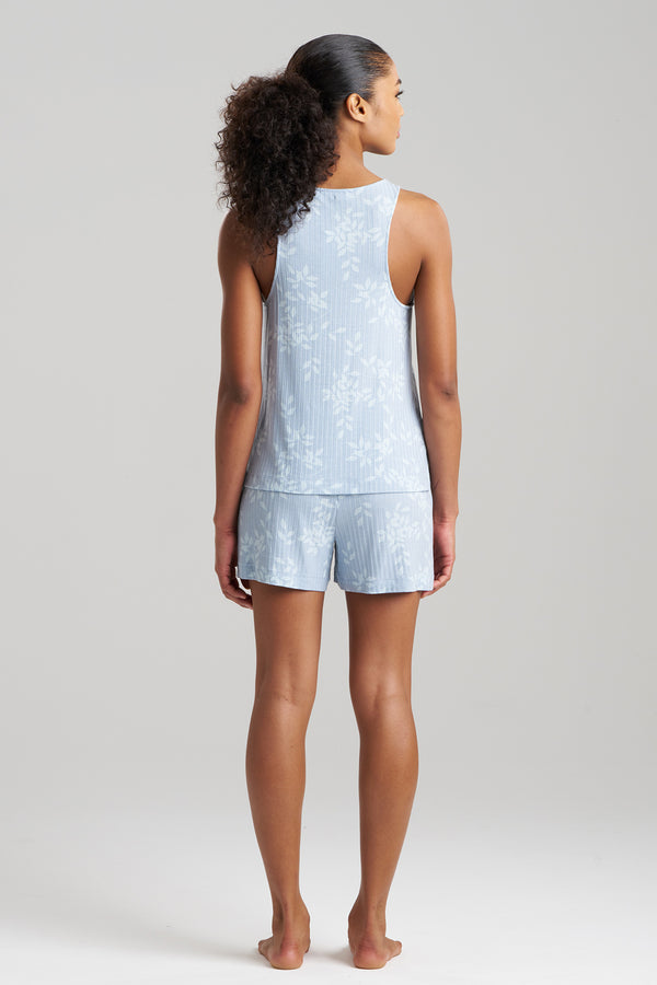 Natori Aria Printed Rib Ease Shorts PJ Blue Sky