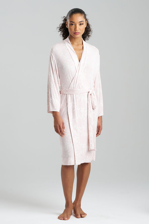 Natori Aria Printed Rib Ease Wrap Shell Pink