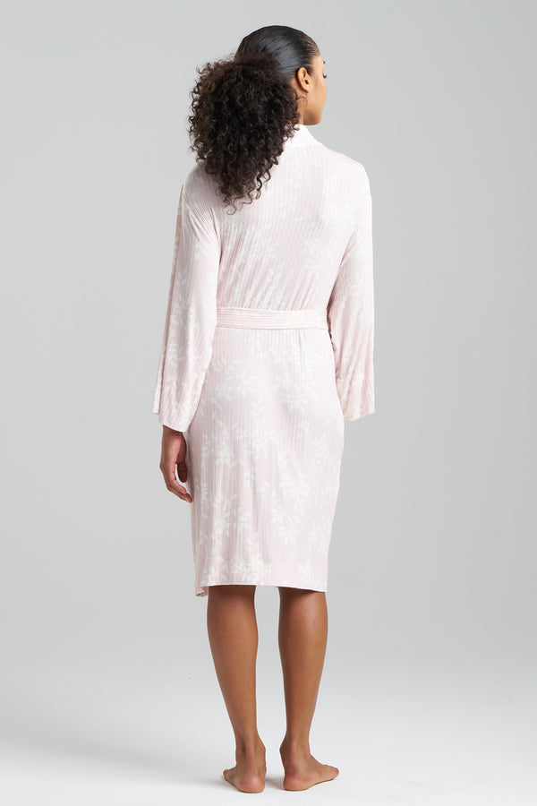 Natori Aria Printed Rib Ease Wrap Shell Pink