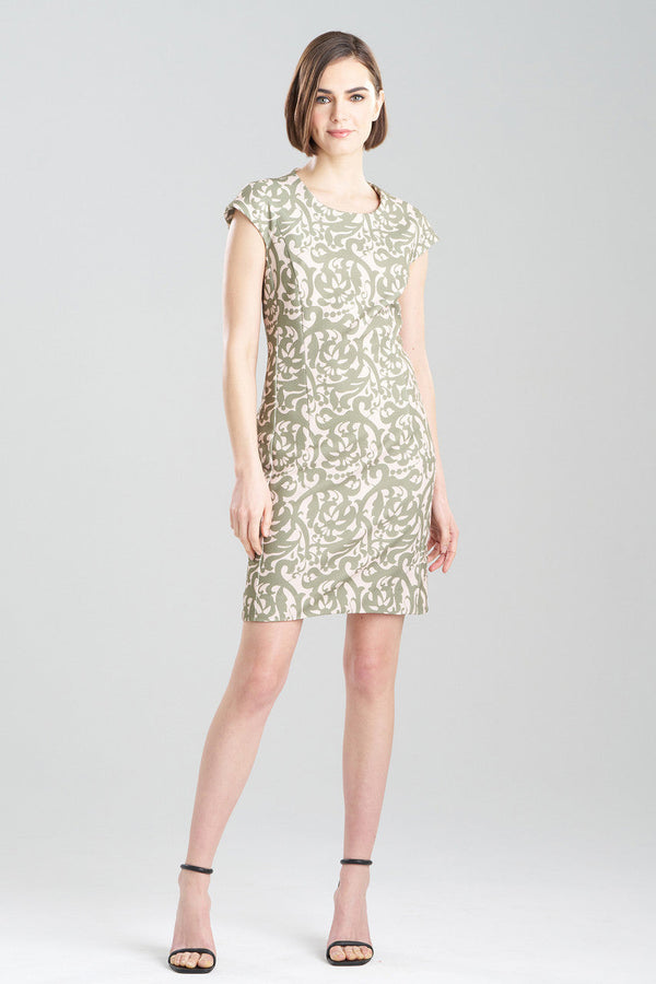 Natori Art Nouveau Scroll Shift Dress Olive