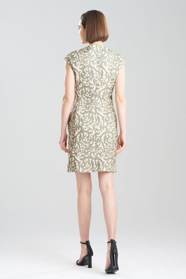 Natori Art Nouveau Scroll Shift Dress Olive