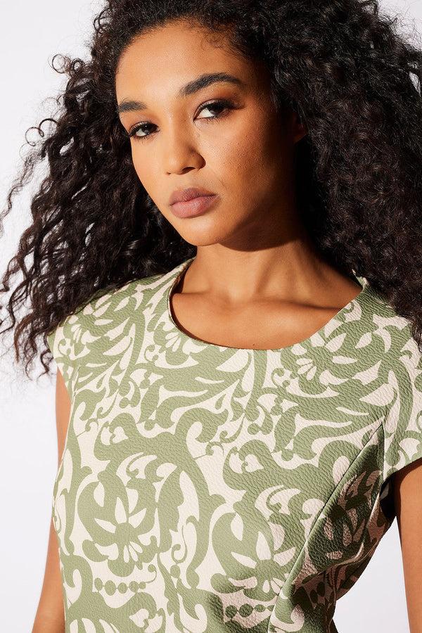 Natori Art Nouveau Scroll Shift Dress Olive