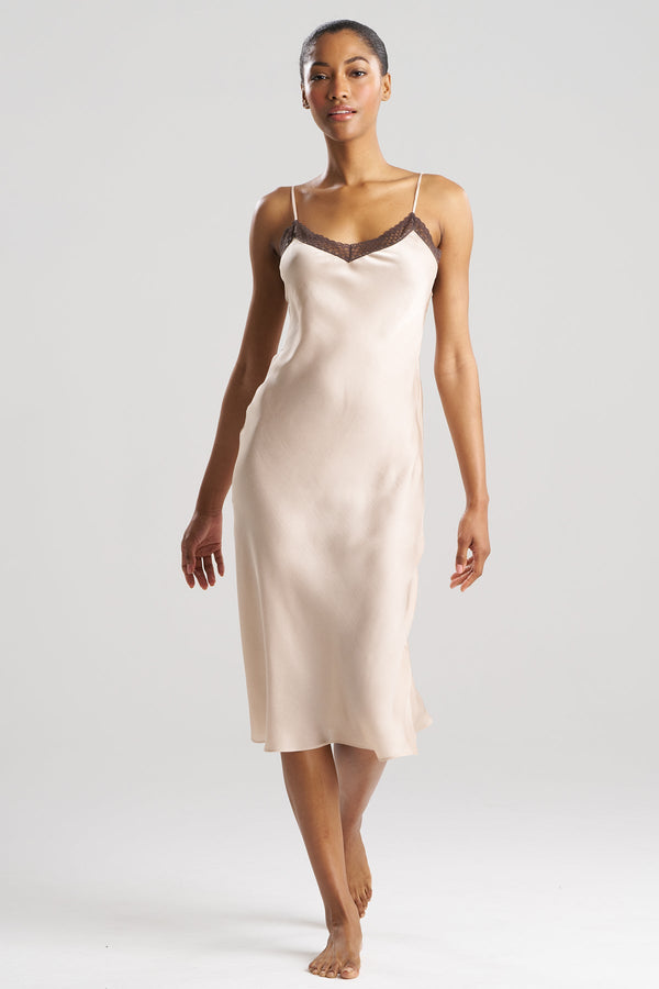 natori Ashley Icon Lace Slip Dress Cream