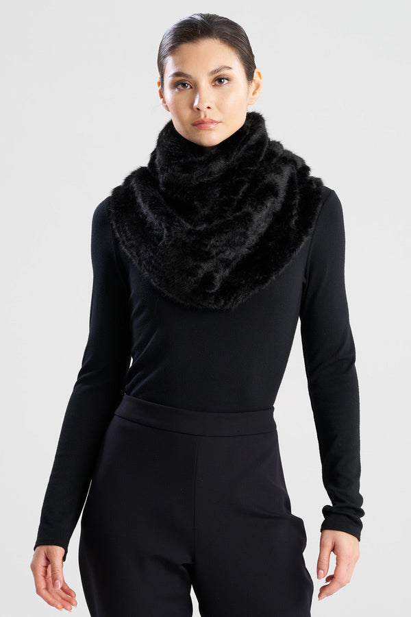 natori Astrakhan Faux Fur Snood Black