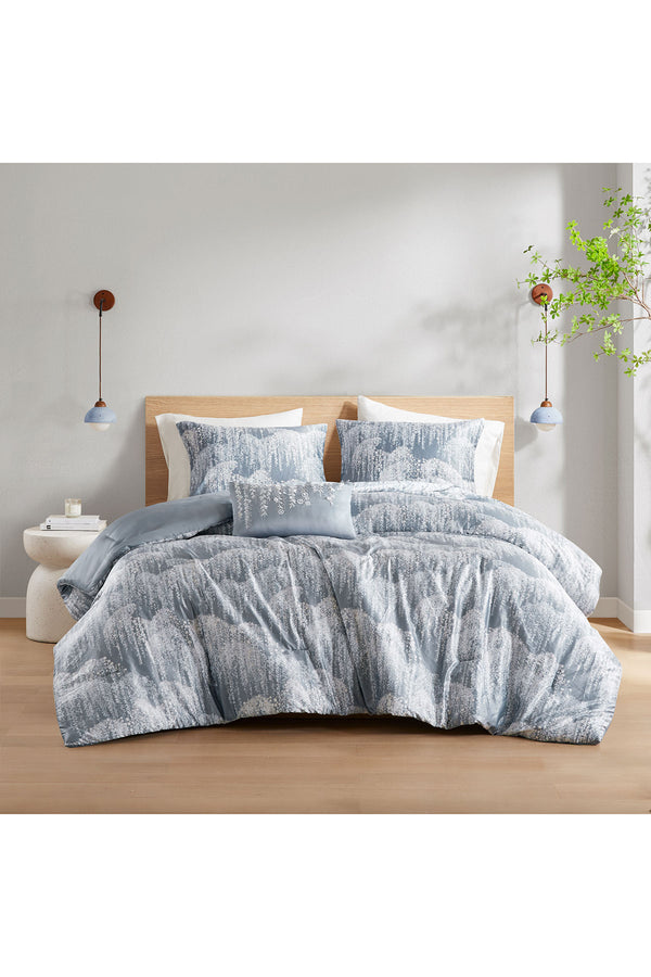 natori Aurora 4 Piece Comforter Mini Set Gray