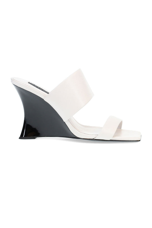 Natori Balli High Wedge Slide Sandals White
