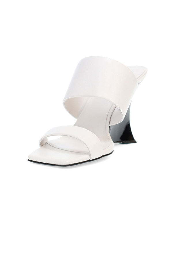 Natori Balli High Wedge Slide Sandals White
