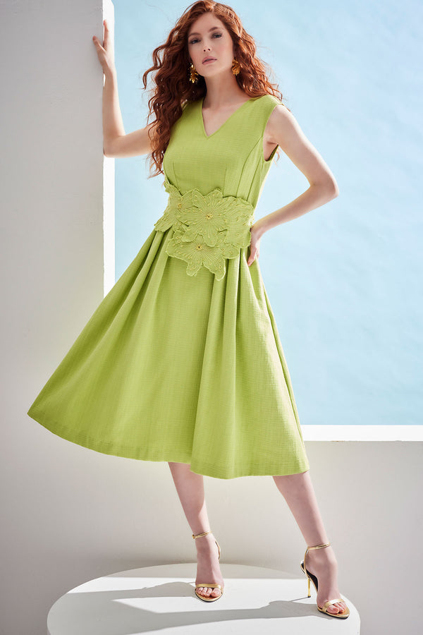 natori Basketweave Cotton Dress Pear