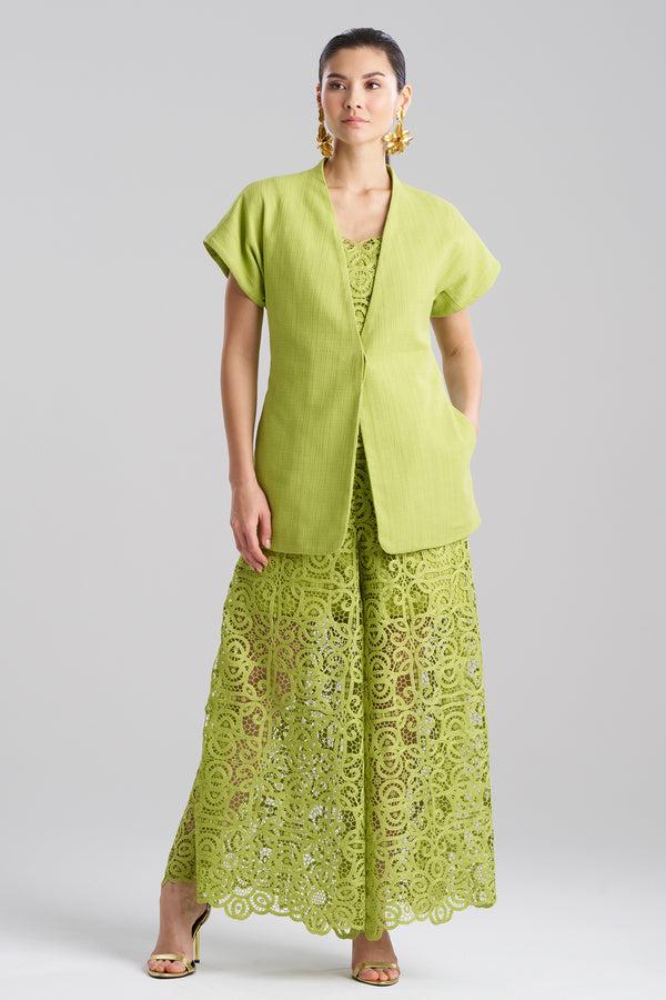 Natori Basketweave Cotton Kimono Jacket Pear