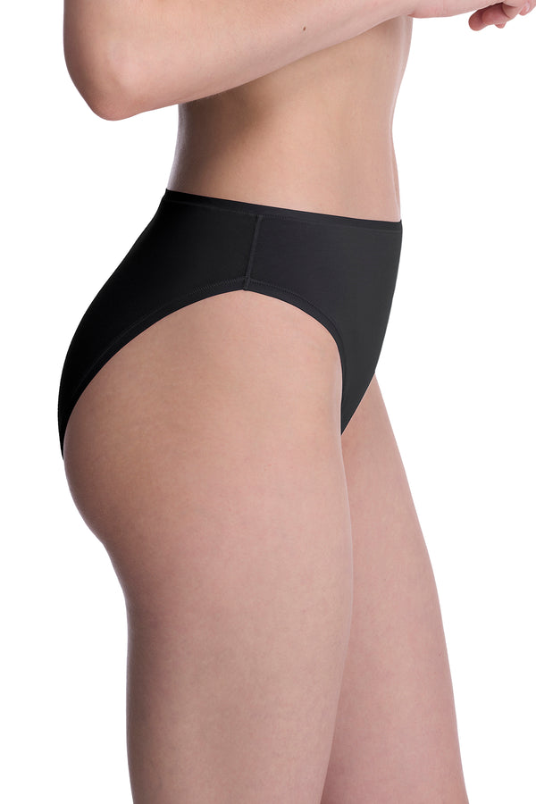 Natori Bliss Bare Cotton High Cut Brief Black