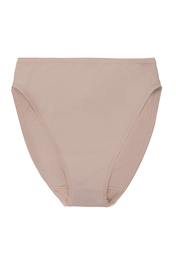 natori Bliss Bare Cotton High Cut Brief Café
