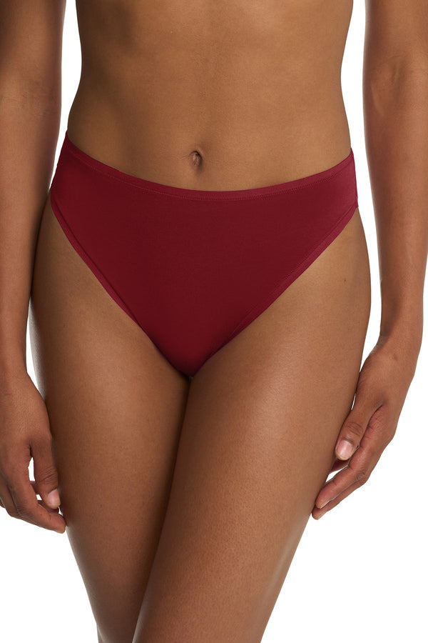 Natori Bliss Bare Cotton High Cut Brief Dk Red