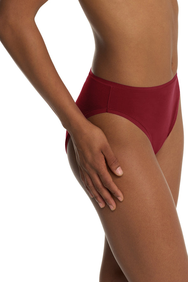 Natori Bliss Bare Cotton High Cut Brief Dk Red