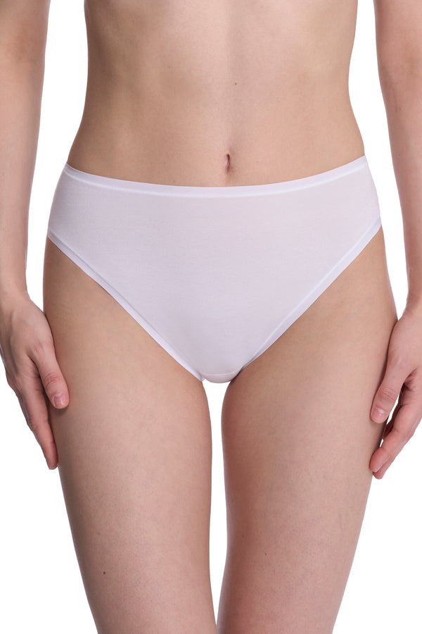 Natori Bliss Bare Cotton High Cut Brief White