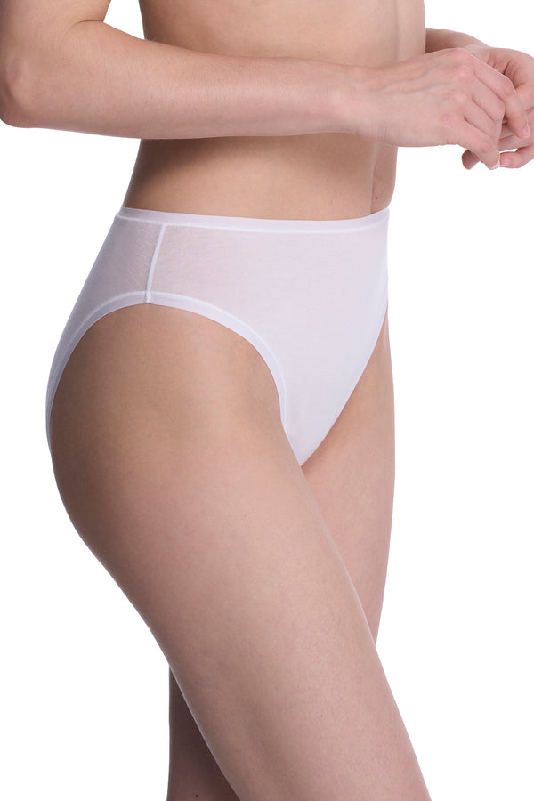 Natori Bliss Bare Cotton High Cut Brief White