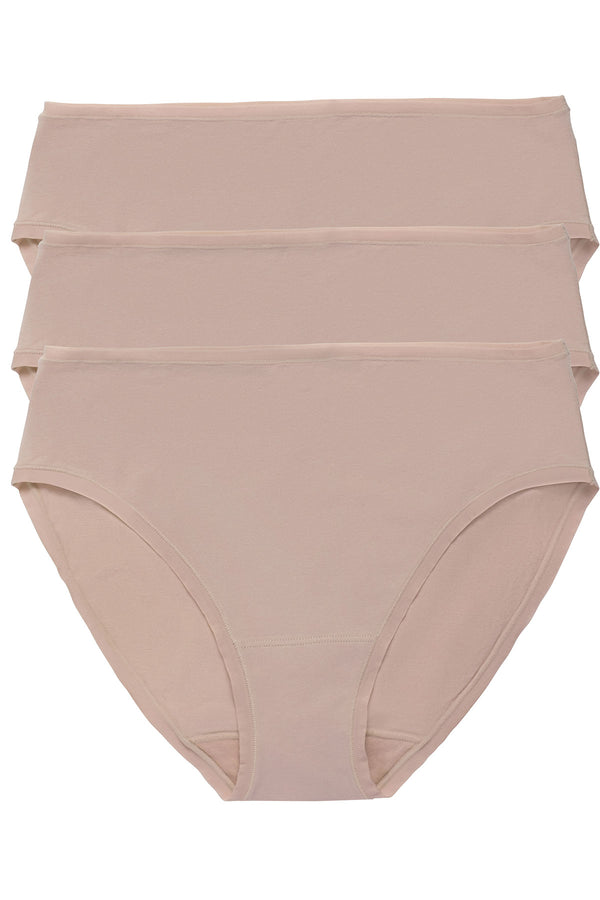 natori Bliss Bare Cotton Hipster 3-Pack Café