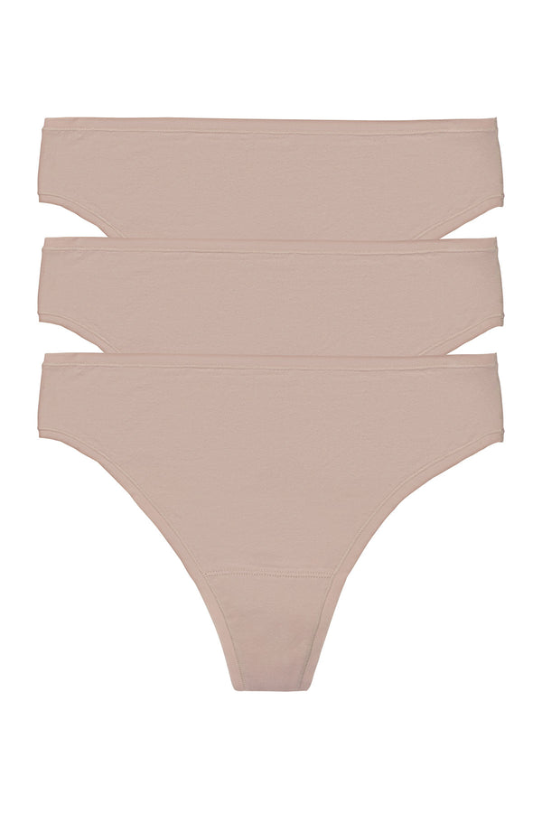 natori Bliss Bare Cotton Thong 3-Pack Café