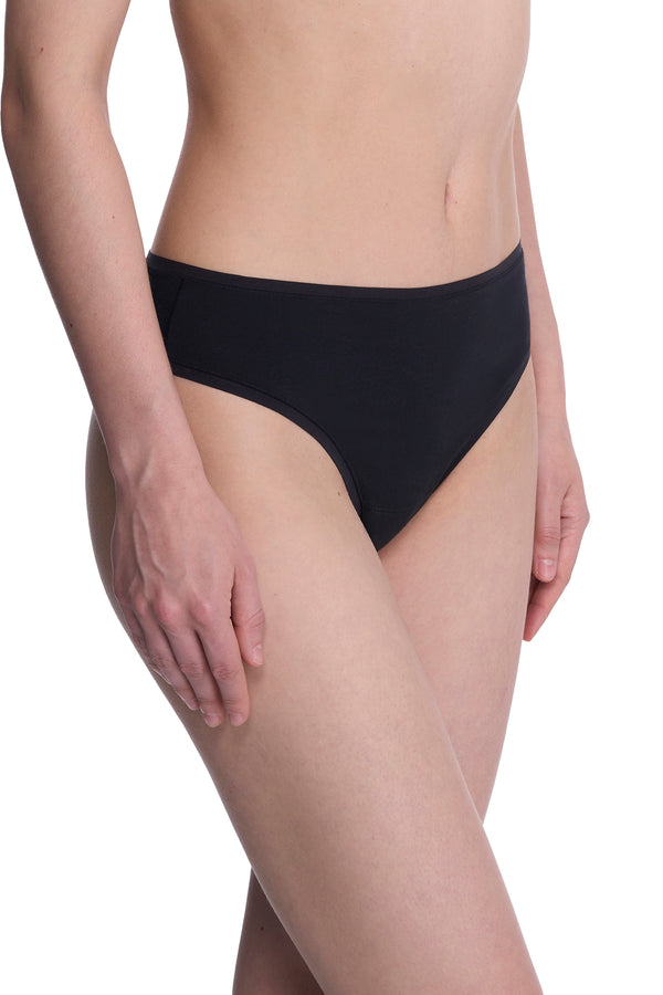 Natori Bliss Bare Cotton Thong Black