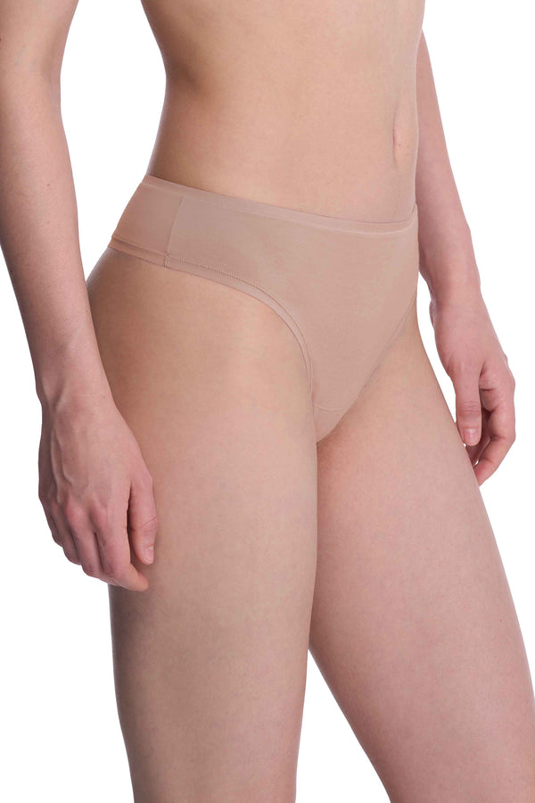 Natori Bliss Bare Cotton Thong Café